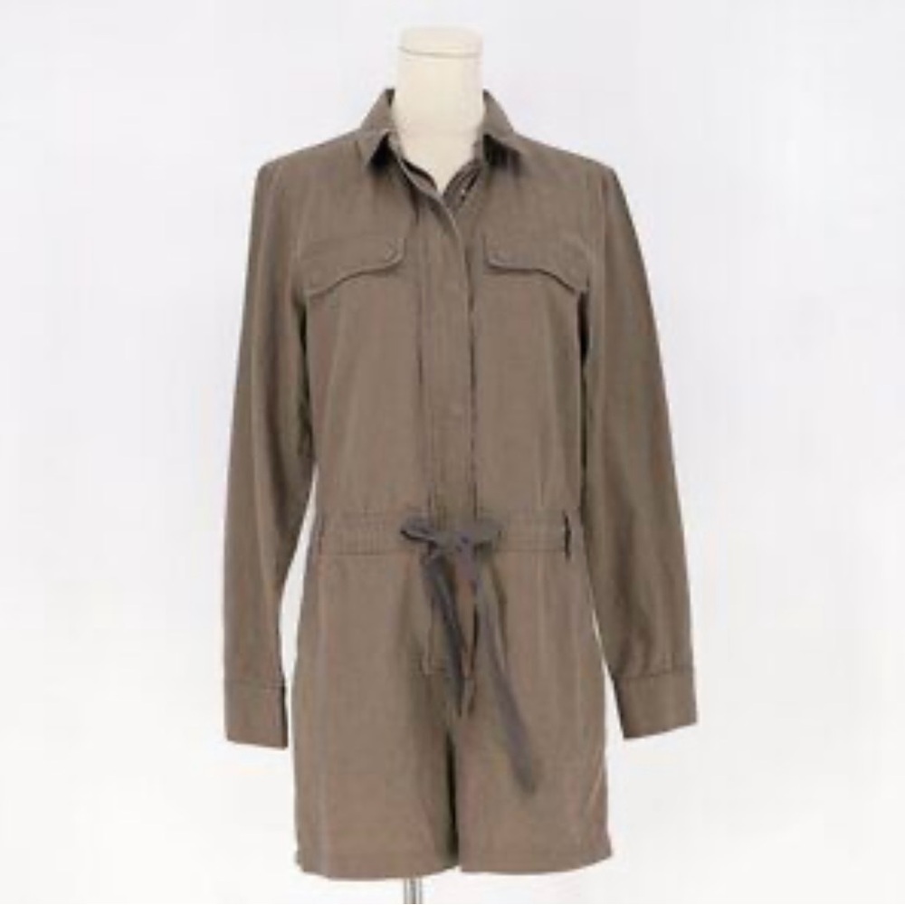 Lands End Utility Safari Linen Blend Romper Size 4